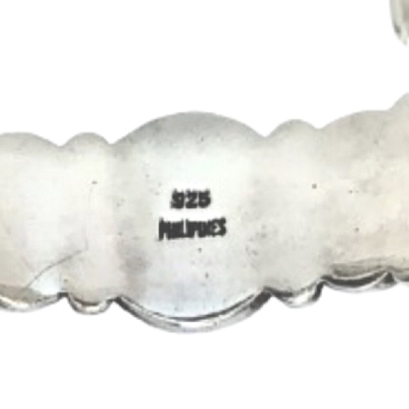 Green Turquoise Cabochon Sterling Silver Cuff  7 inches Philippines - Picture 5 of 7